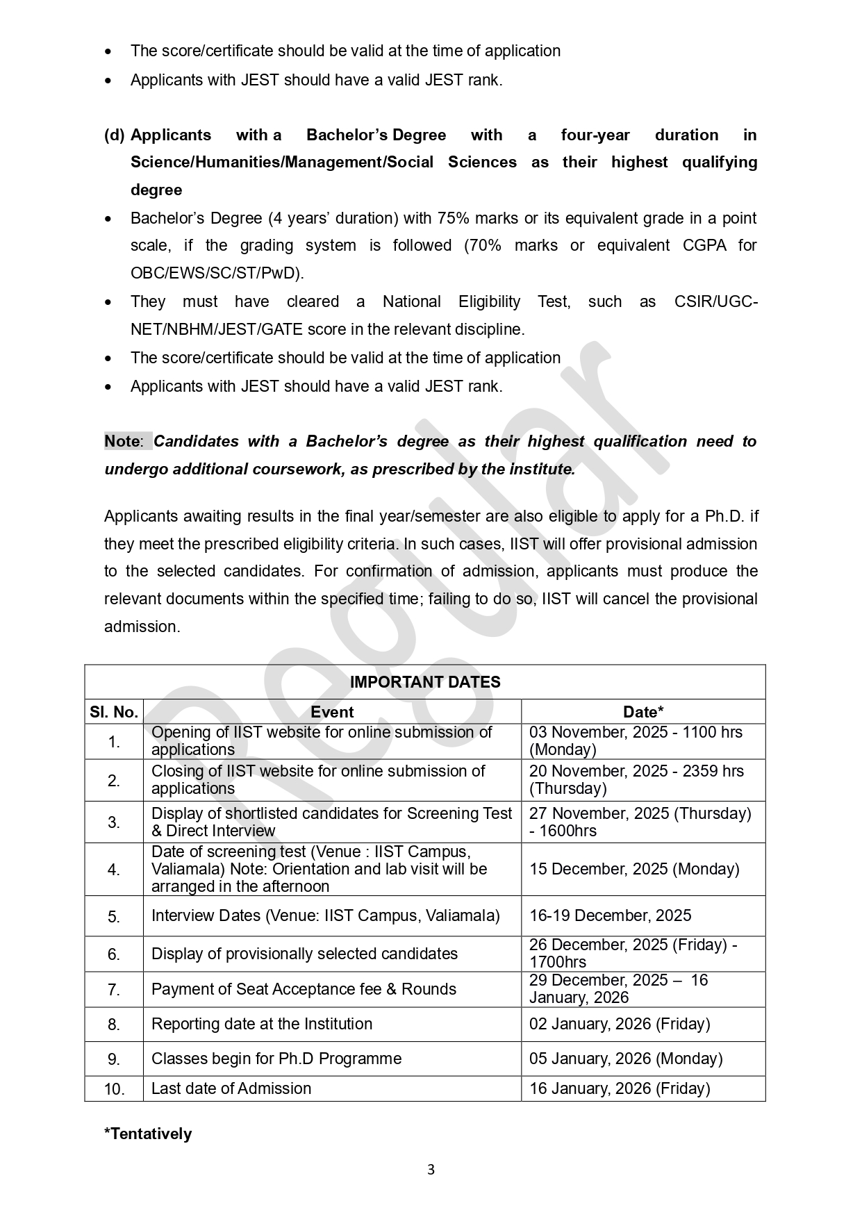 IIST Phd Notification 2026