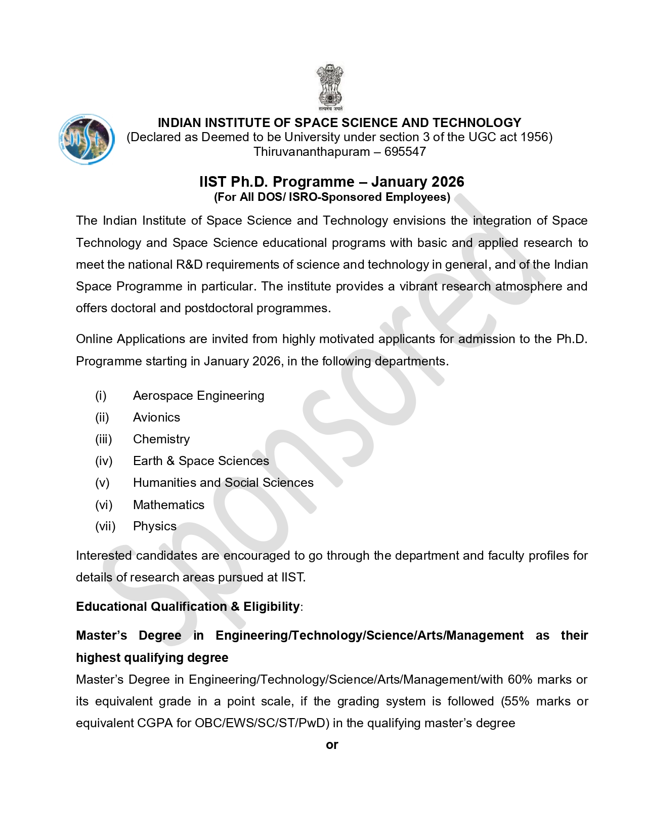 PhD Sponsored Notification 2025