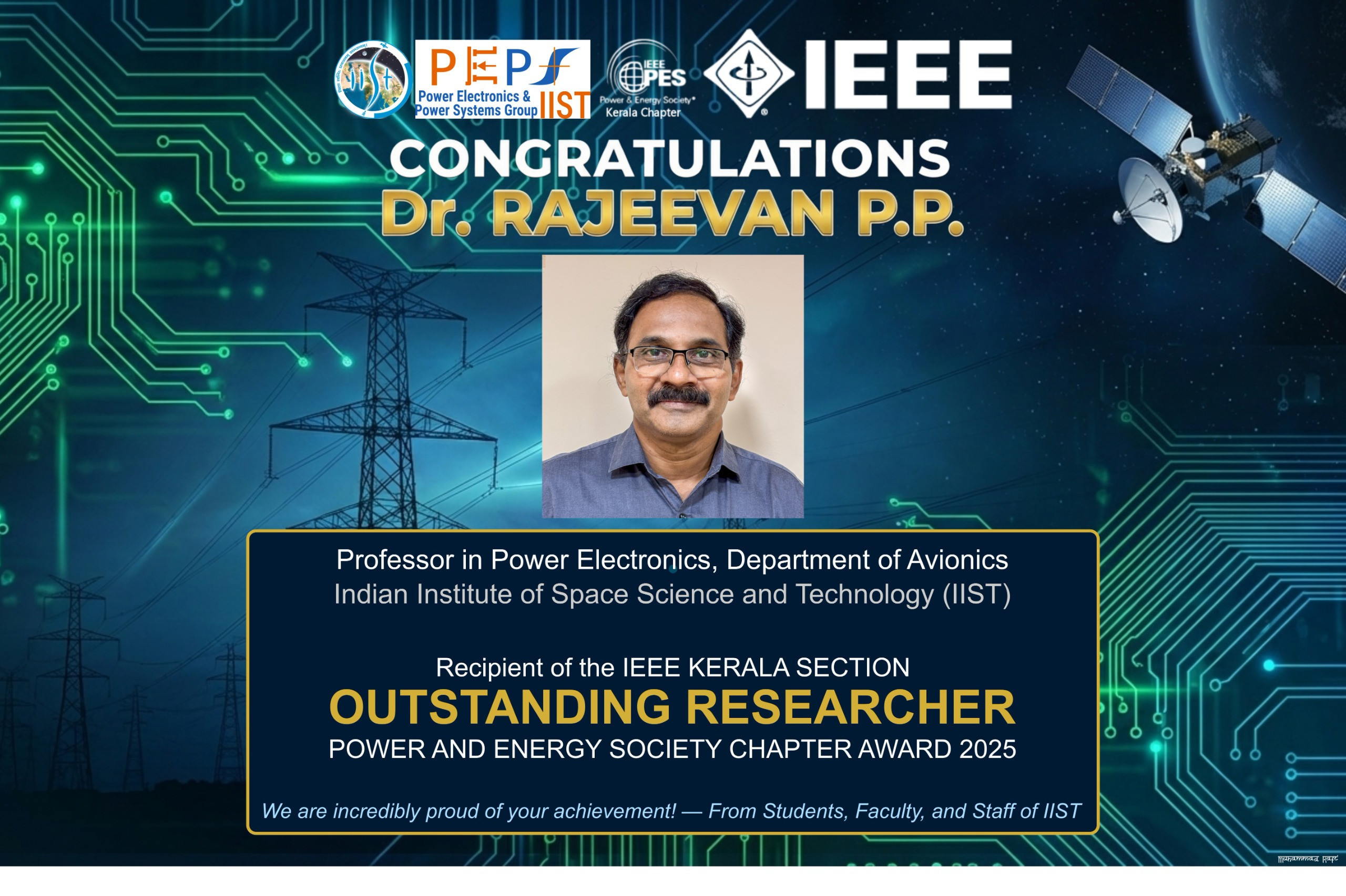 IEEE PES Kerala Section Outstanding Researcher Award