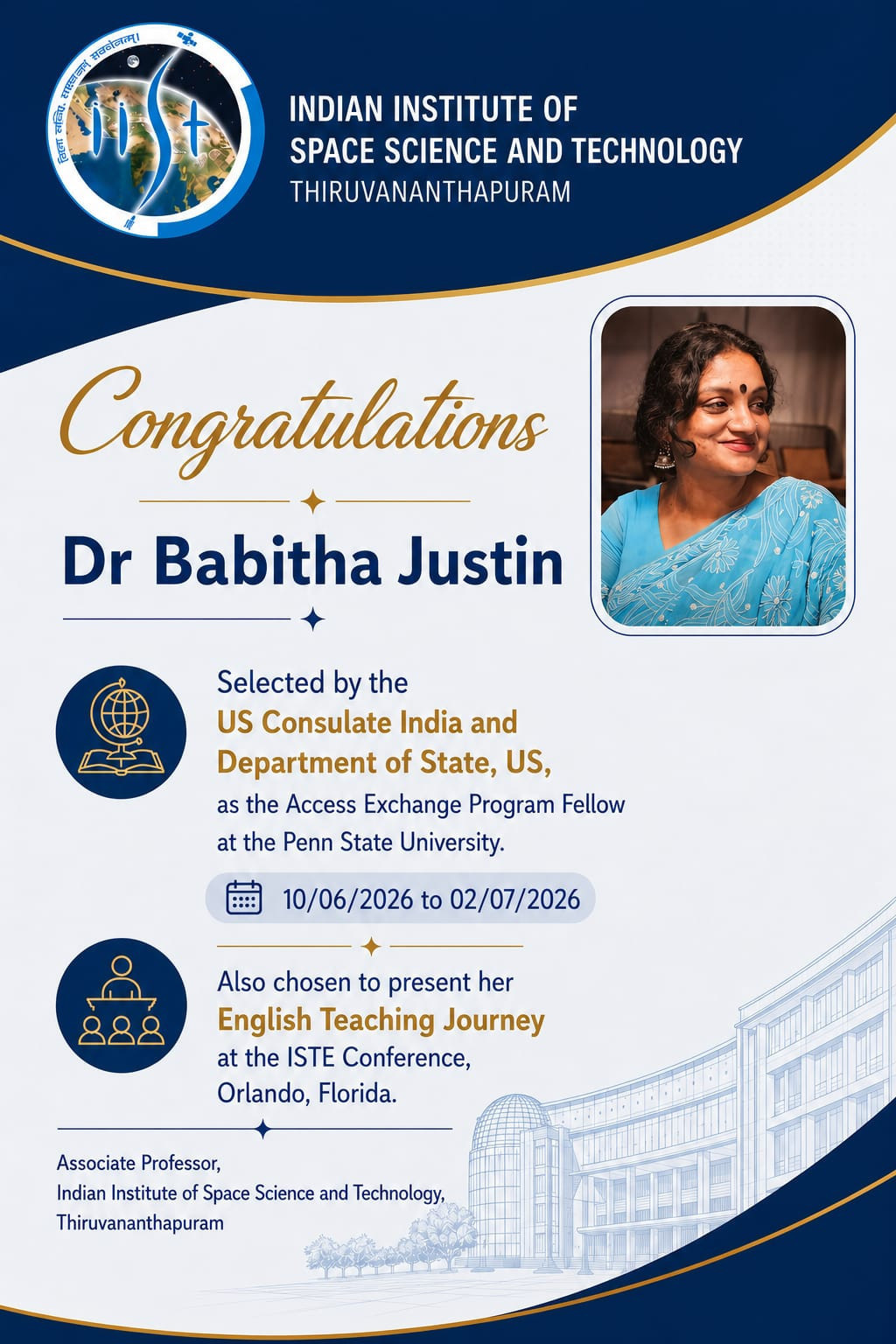 Congratulations Dr.Babitha Justin
