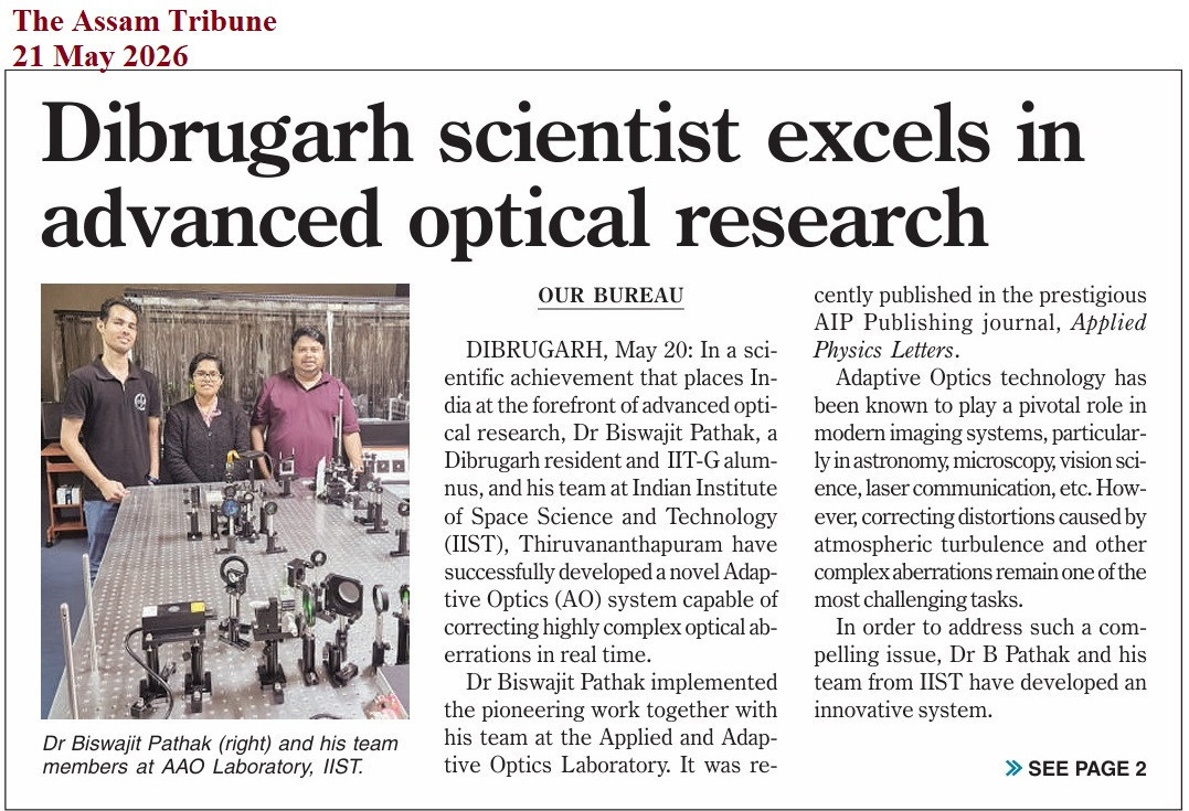 Dr Biswajit Pathak and his team Leads Breakthrough in Advanced Optical Research