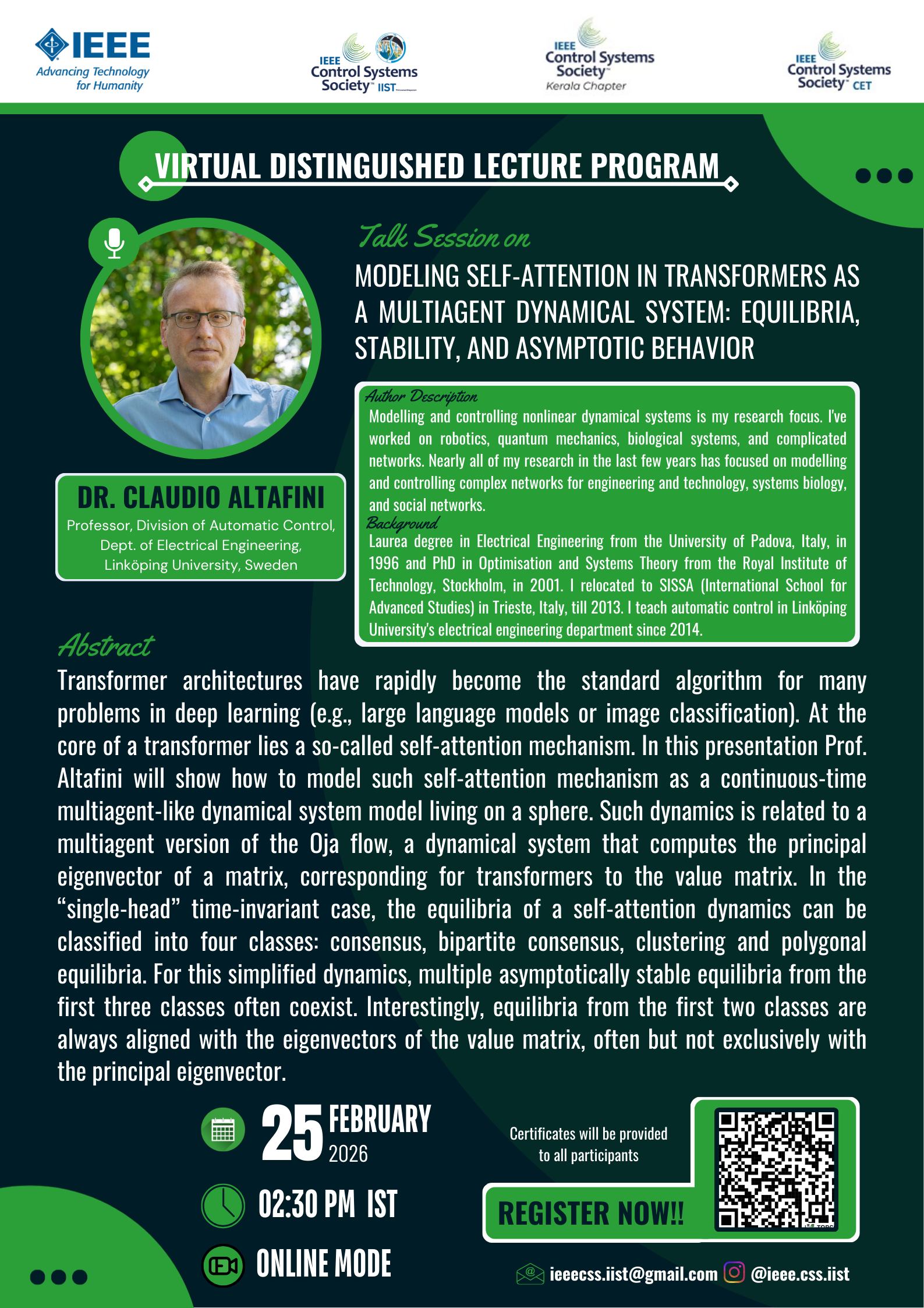 IEEE Control Systems Society SBC Presents Virtual Distinguished Lecture Program