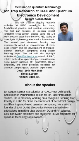 Ion Trap Research at IUAC and Quantum Electronics Development