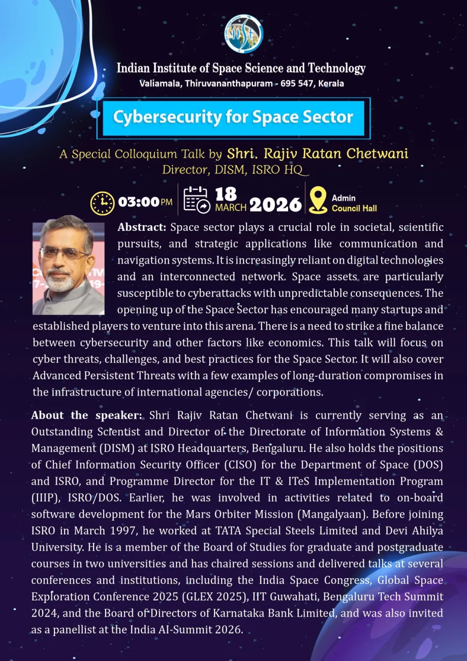 Cybersecurity for Space Sector Special Colloquium